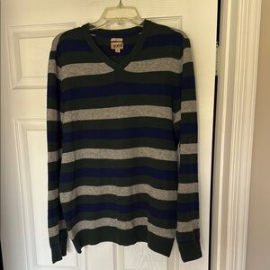 1901 V-Neck Sweater Green and Gray